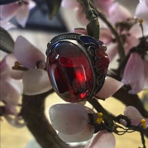 Antique Red and Silver Ring Exquisite Jewelry